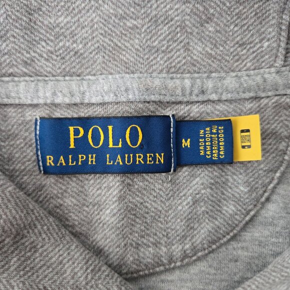 Ralph Lauren Shawl Collar Sweater Mens M Gray Preppy Pullover Logo Long Sleeve - Picture 8 of 13